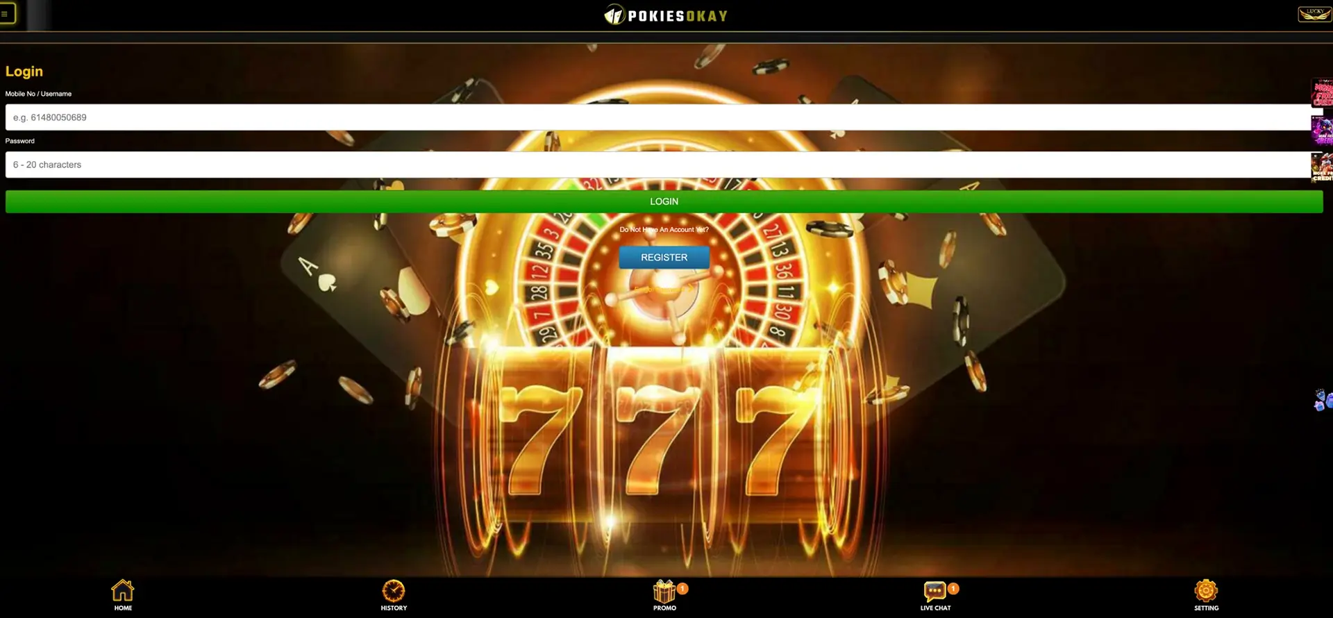 PokiesOkay Login preview